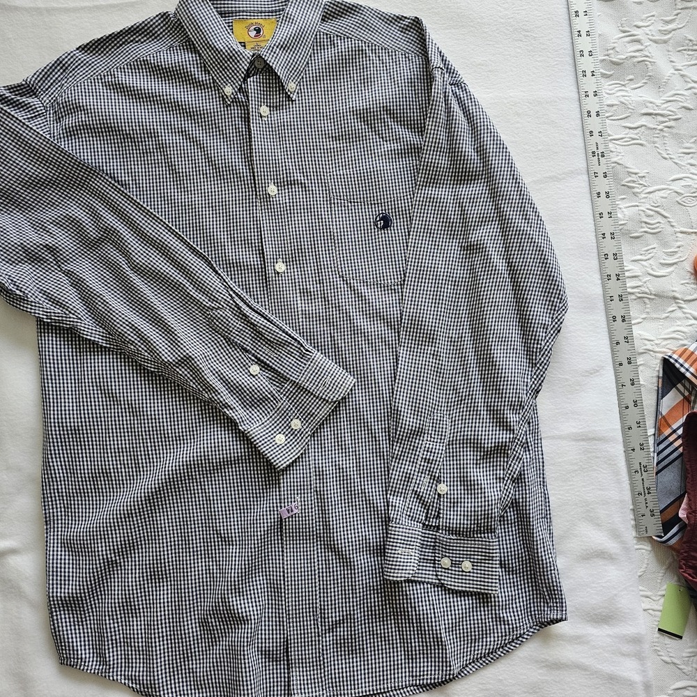 Duck Head Men's Large Gingham Shirt Long Sleeve‎ Blue